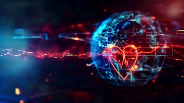 Digital globe radiates with network connections, symbolizing global communication and the high-tech pulse of virtual interaction