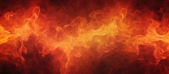A close up of a fiery flame with billowing smoke on a dark background, creating a mesmerizing display of amber and orange hues in the sky - Powered by Adobe