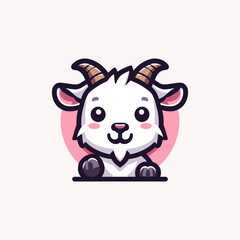 Goat Cute Mascot Logo Illustration Chibi Kawaii is awesome logo, mascot or illustration for your product, company or bussiness