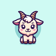 Goat Cute Mascot Logo Illustration Chibi Kawaii is awesome logo, mascot or illustration for your product, company or bussiness