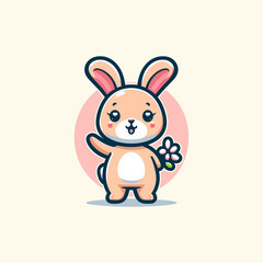 Hare Cute Mascot Logo Illustration Chibi Kawaii is awesome logo, mascot or illustration for your product, company or bussiness
