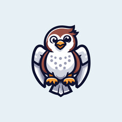 Hawk Cute Mascot Logo Illustration Chibi Kawaii is awesome logo, mascot or illustration for your product, company or bussiness