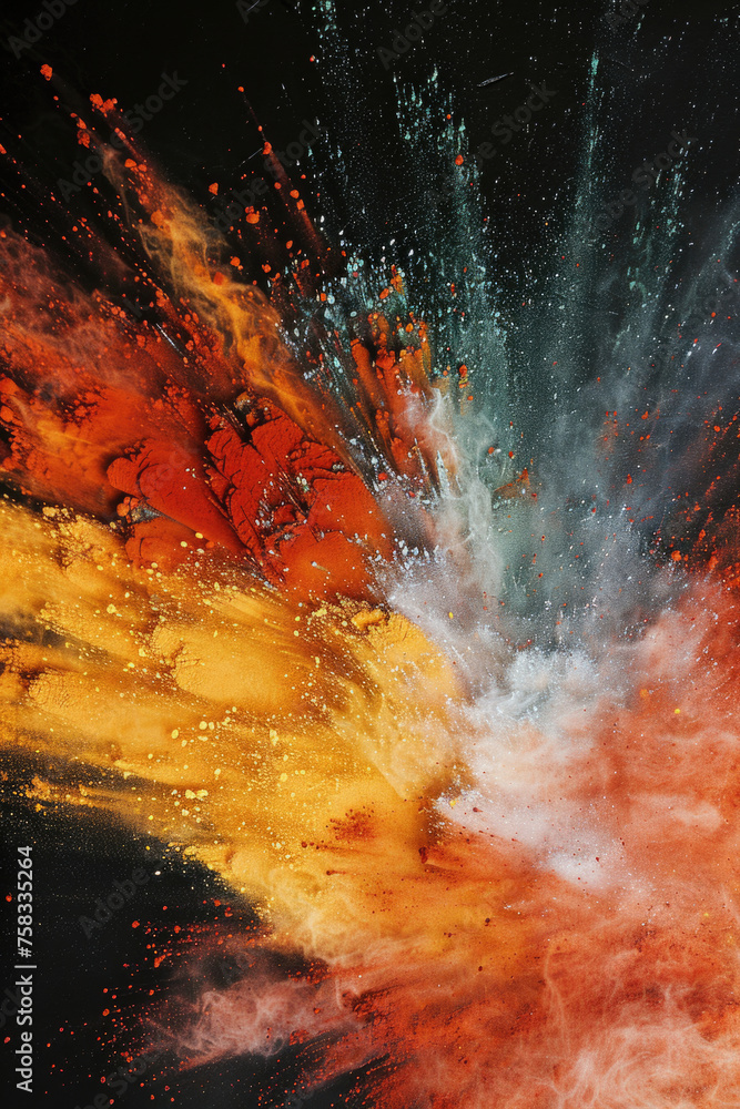 Poster a close up of a fire and water explosion. perfect for science and nature concepts