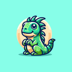 Iguana Cute Mascot Logo Illustration Chibi Kawaii is awesome logo, mascot or illustration for your product, company or bussiness