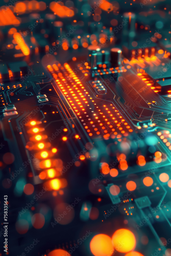 Poster detailed view of an electronic circuit board, suitable for technology concepts