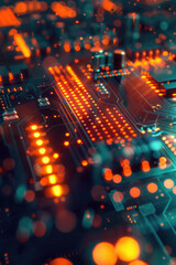 Obraz premium Detailed view of an electronic circuit board, suitable for technology concepts