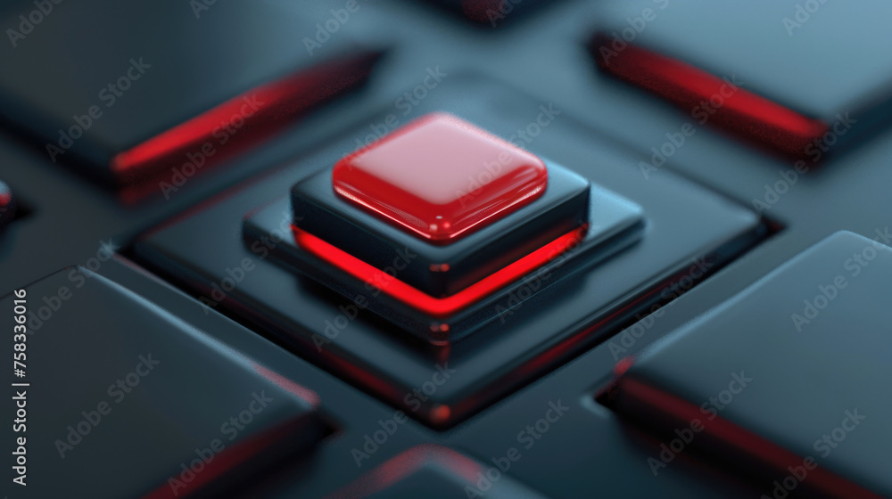 Aufkleber A detailed close-up of a red button on a keyboard. Perfect for technology concepts