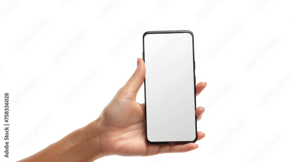 Poster a person holding a phone in their hand, versatile image for technology concepts