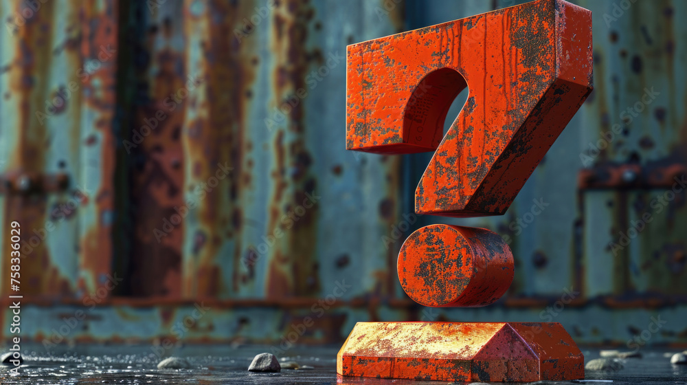 Aufkleber A rusted metal structure with a question mark symbol. Suitable for mystery or problem-solving concepts