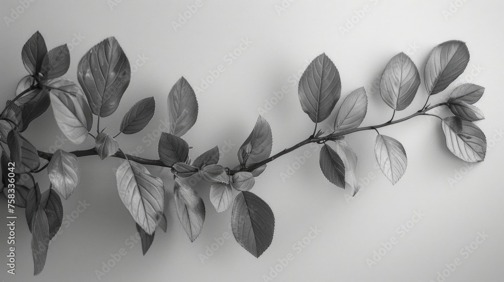Aufkleber Monochrome image of a branch with leaves, suitable for various design projects
