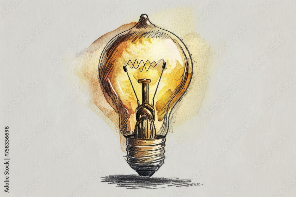 Poster a simple drawing of a light bulb on a white background. suitable for educational materials or presen
