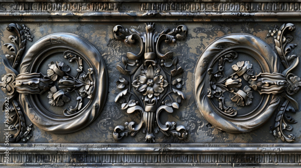Poster detailed view of decorative design on a building. ideal for architectural projects