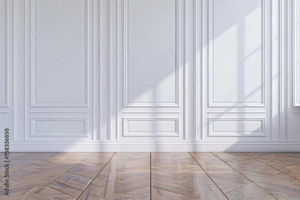 Poster simple empty room with wooden floor, suitable for various design projects