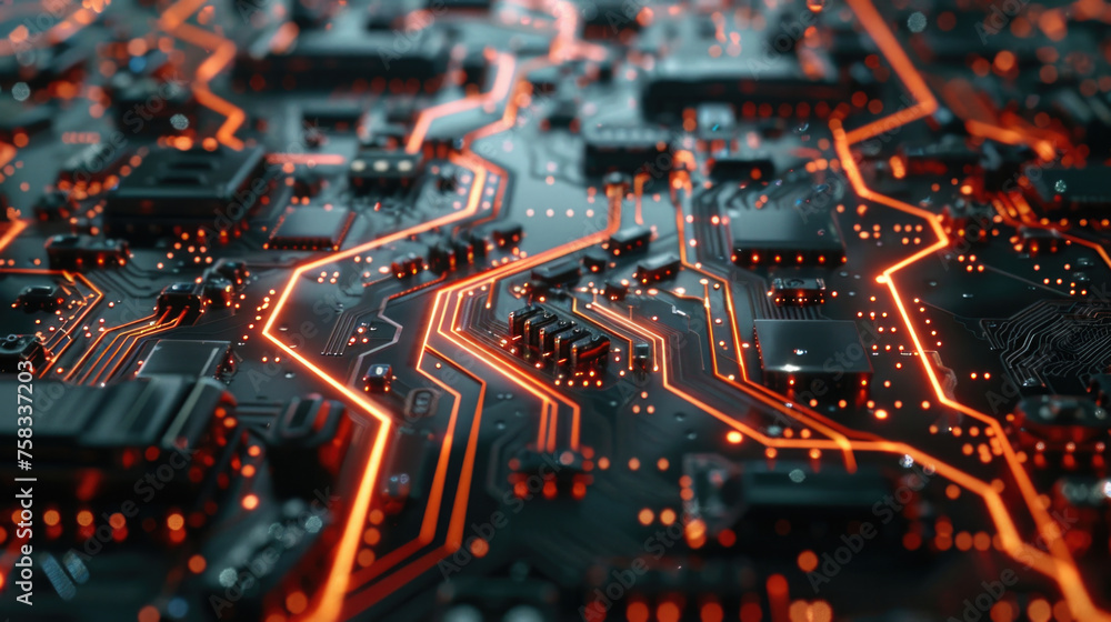Poster detailed view of an electronic circuit board, perfect for technology concepts