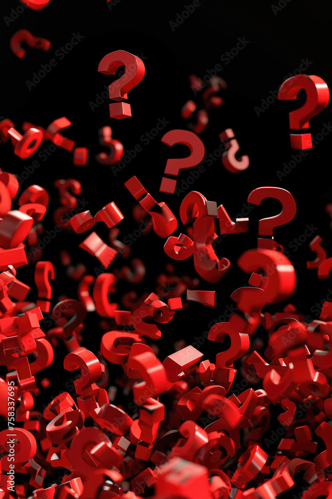 Poster red question marks flying in the air, suitable for educational concepts