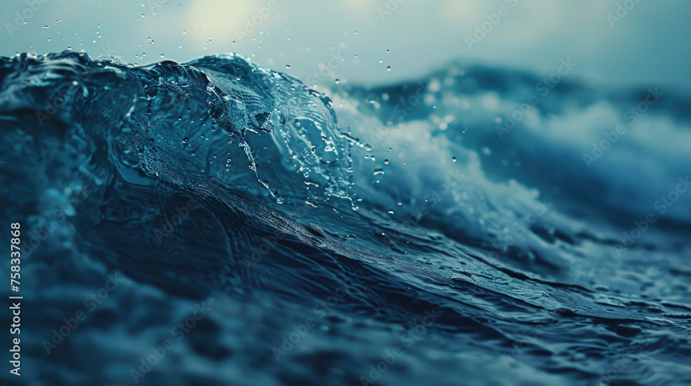 Poster detailed view of a powerful ocean wave. suitable for nature and travel concepts