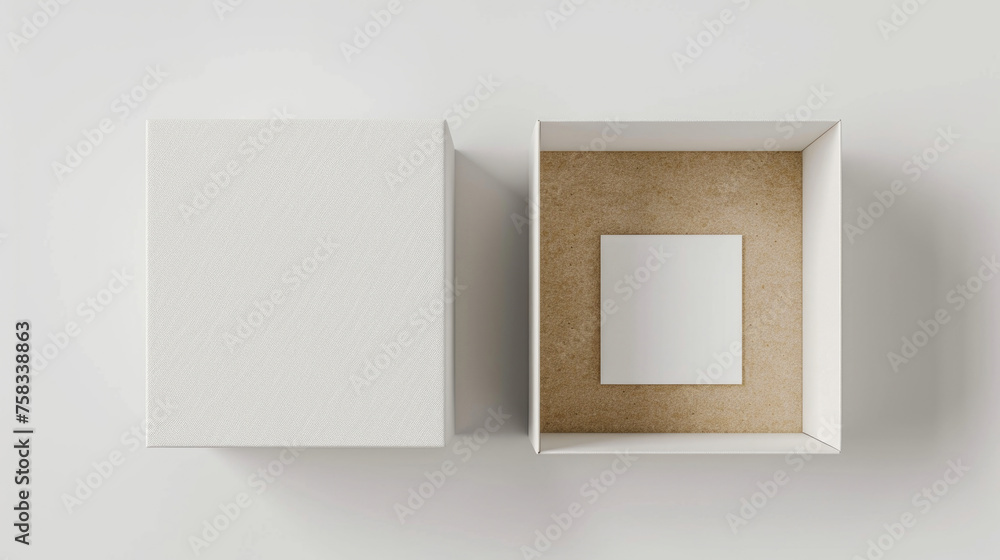 Poster a white box with a blank card inside. can be used for various purposes