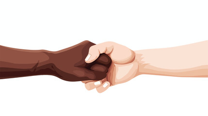 Two hands of different skin tones holding each othe