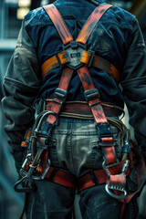 Fototapeta premium A man wearing a harness and leather jacket, suitable for fashion or lifestyle concepts