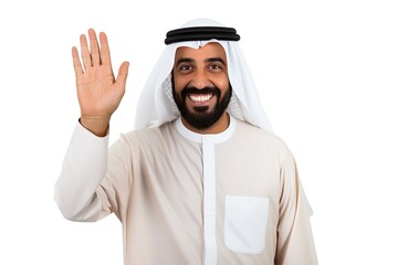 An arab person welcoming isolated on white background - generative ai