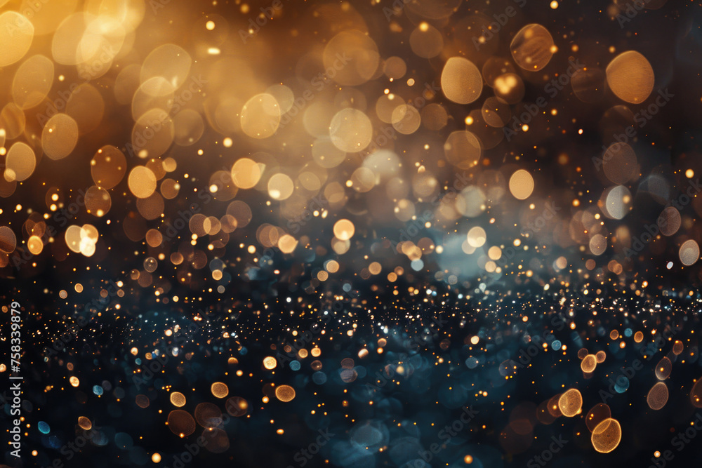 Poster a stunning black and gold background with sparkling lights. ideal for luxury and festive concepts