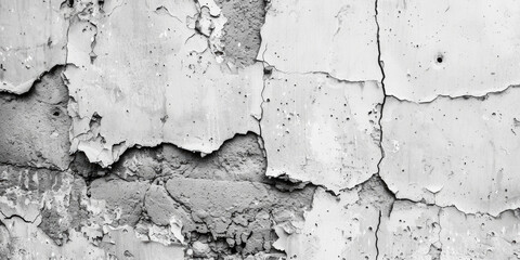 Obraz premium A black and white photo of peeling paint on a wall. Suitable for backgrounds or textures