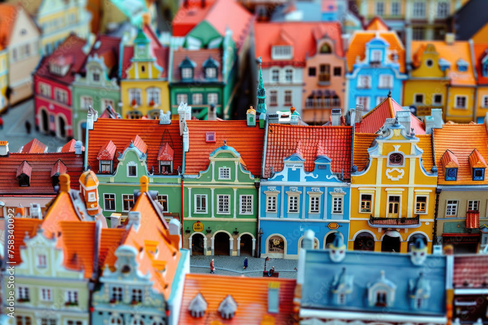 Poster close up of a bunch of small buildings, perfect for architectural concepts