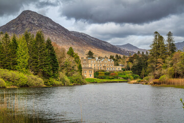 Ballynahinch castle in Connemara mountains, Ireland