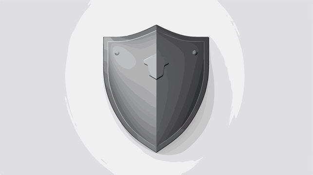 Vector modern shield icon on gray background. Prote