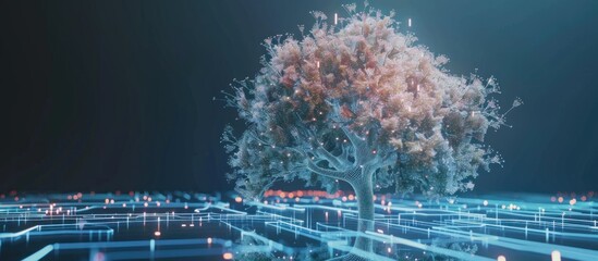 futuristic and abstract single tree