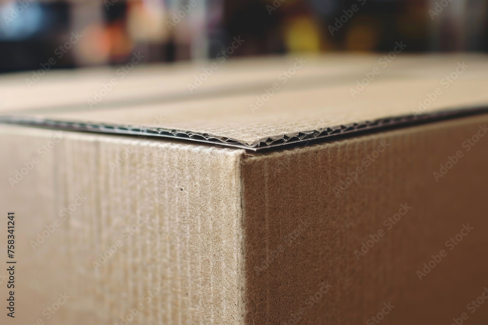 Aufkleber Close up of a cardboard box on a table, suitable for various concepts and projects