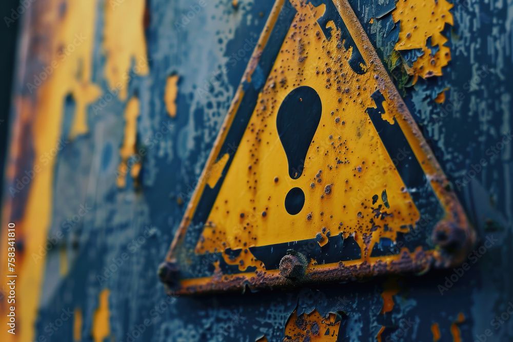 Poster a yellow and black sign with a question mark symbol. perfect for illustrating uncertainty or asking 