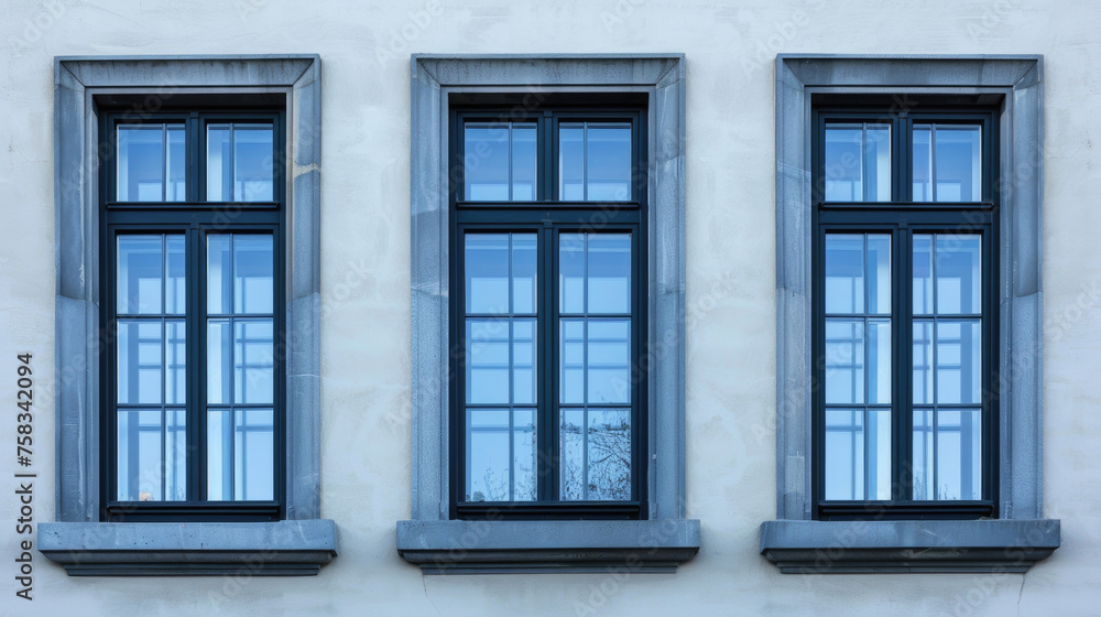 Poster side view of windows on building, ideal for architectural projects