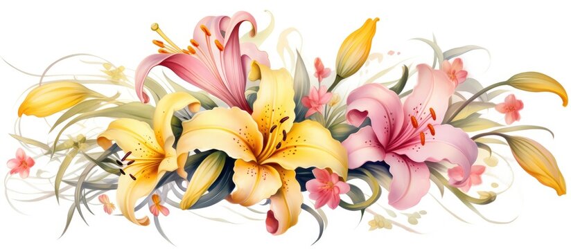 Lilies for Spring Design with Yellow and Pink Flowers