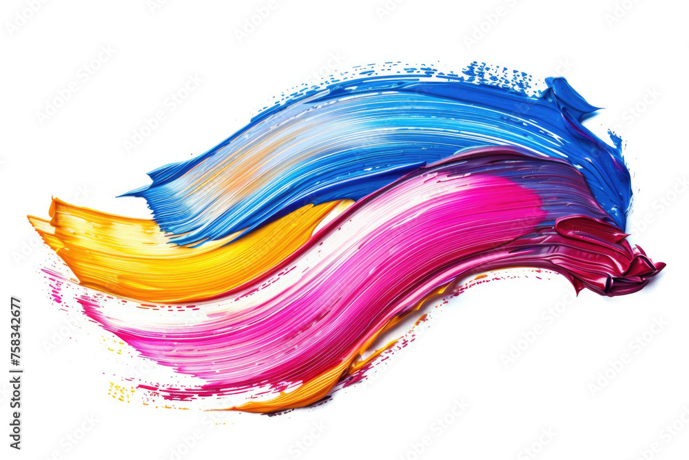 Poster abstract multicolored brush stroke on a white backdrop, perfect for artistic projects