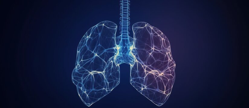 Futuristic transparent human lungs on dark blue background