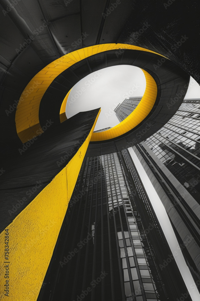 Poster monochrome image of a modern building, suitable for architectural projects
