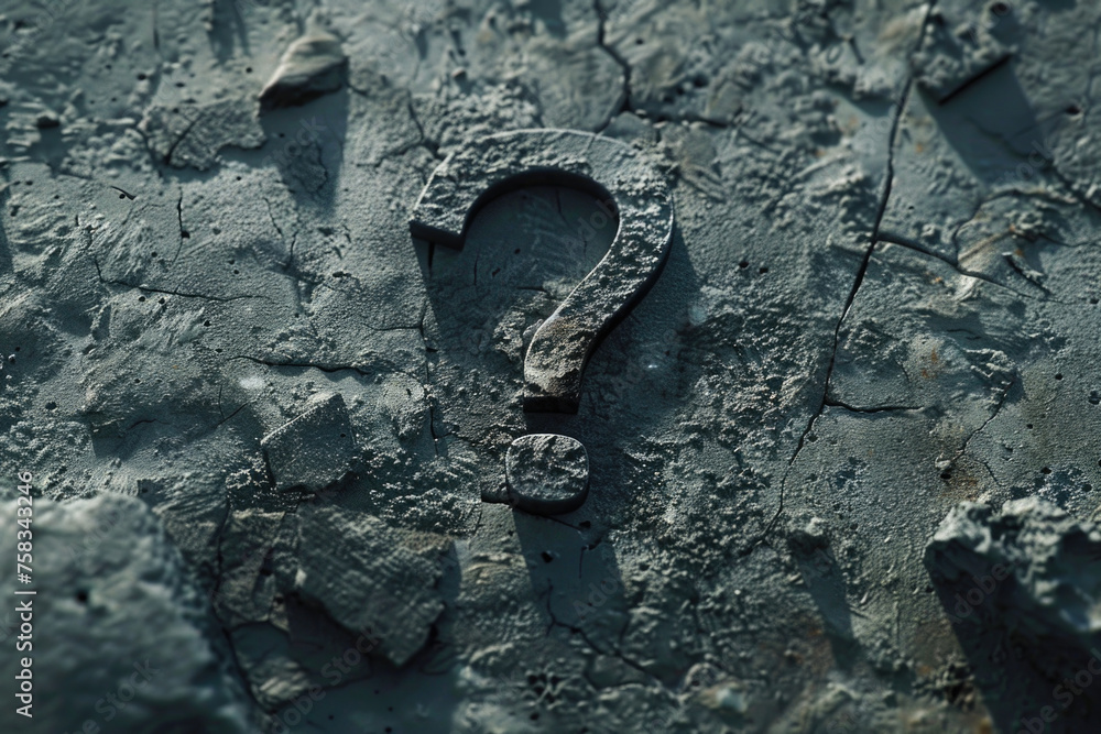 Poster detailed image of a rock with a question mark symbol. suitable for educational materials