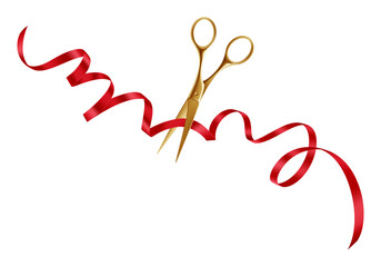 Golden Scissors Ceremony. Elegant Ribbon Cutting for Grand Opening Event