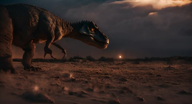 Dinosaur at night.