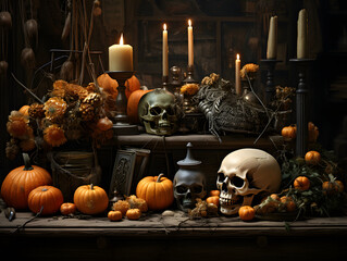Halloween background fotos set Halloween witches candle Halloween pumpkins