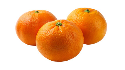 Three ripe oranges isolated on a transparent background.