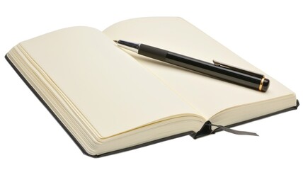 A blank open notebook with a pen, symbolizing potential and new beginnings