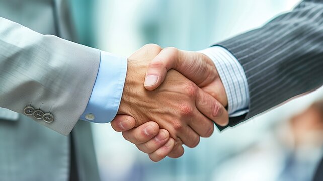 Close-up of a firm handshake between two business professionals