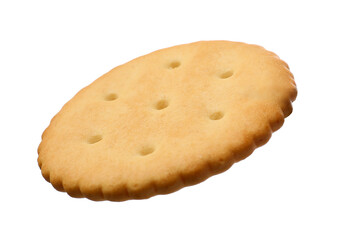 Tasty crispy round cracker isolated on white