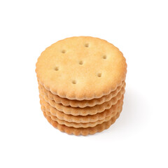 Tasty crispy round crackers isolated on white