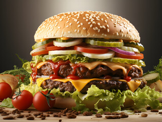 hamburgers on a white background that have lettuce