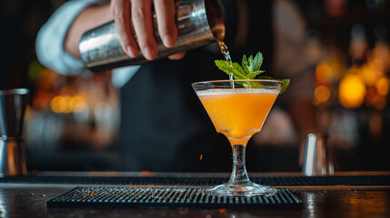 hermoso Cocktail en barra de bar - obrazy, fototapety, plakaty