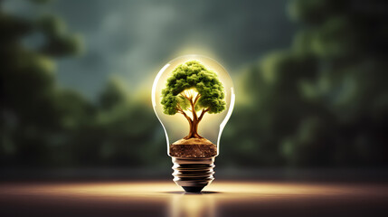 Sprouting light bulb, alternative energy concept