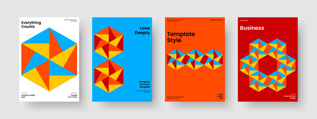 Fototapeta premium Geometric Flyer Layout. Modern Brochure Design. Creative Poster Template. Book Cover. Report. Background. Business Presentation. Banner. Catalog. Portfolio. Leaflet. Advertising. Brand Identity